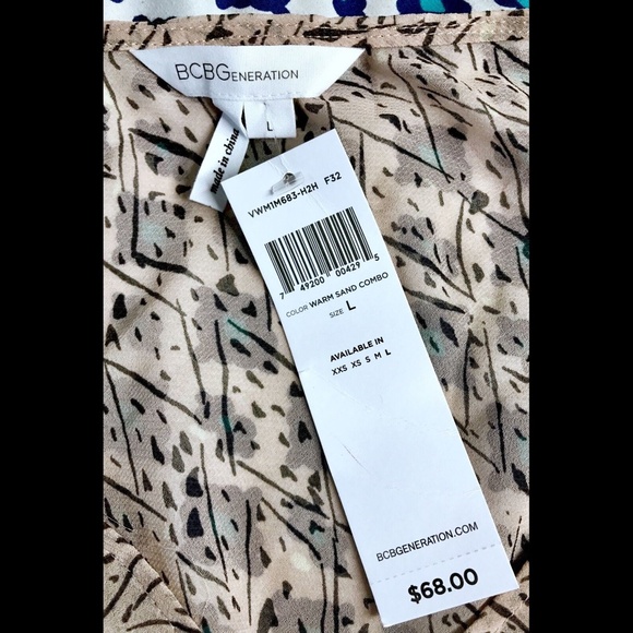 NWT BCBGeneration Womens Large Blush Pink Patterned Top Blouse Flowy Pretty - Picture 5 of 6